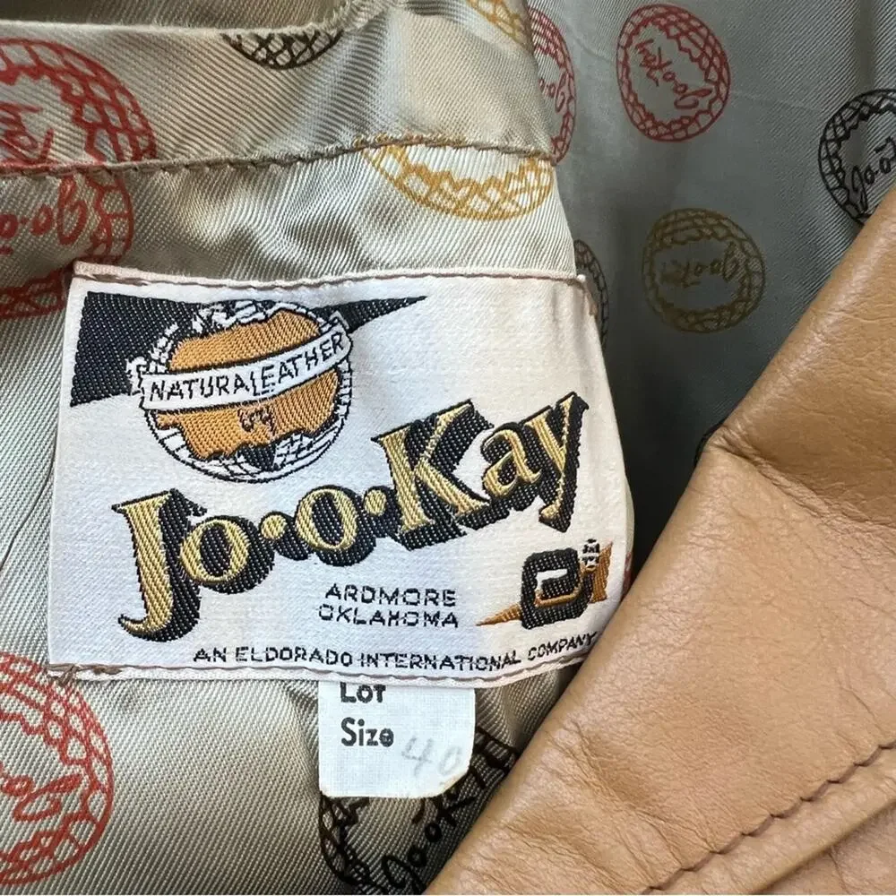 Vintage 70s Jo-o-Kay Leather Geometric Western Suit Jacket Sport Coat Size 40